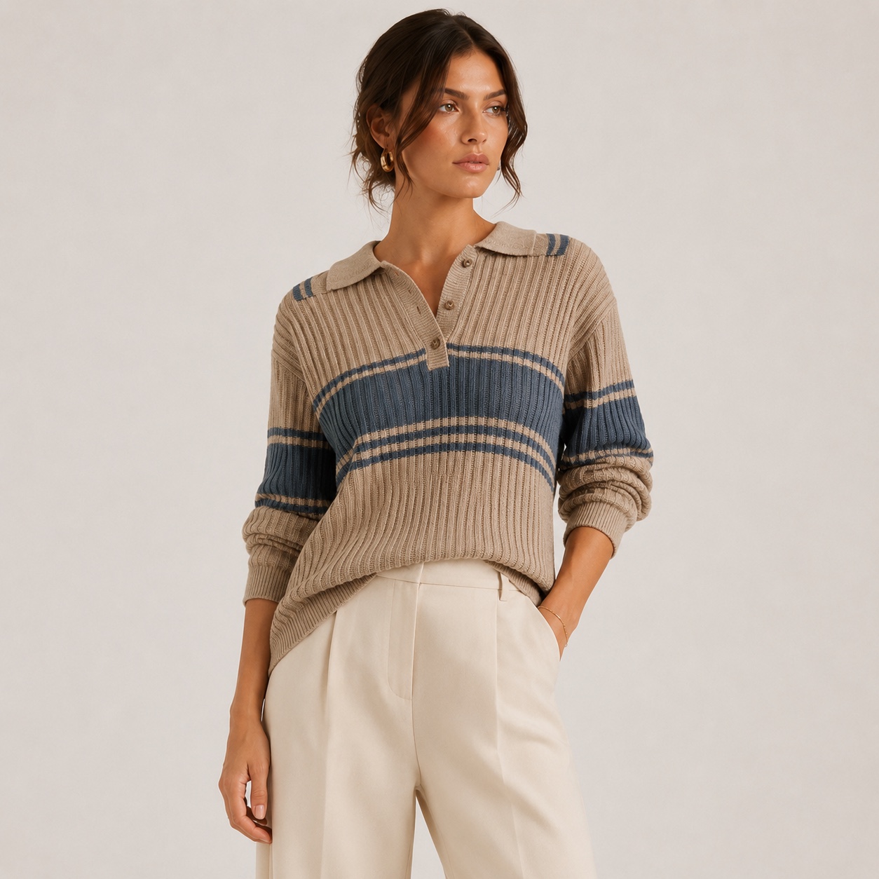 Striped Knit Polo