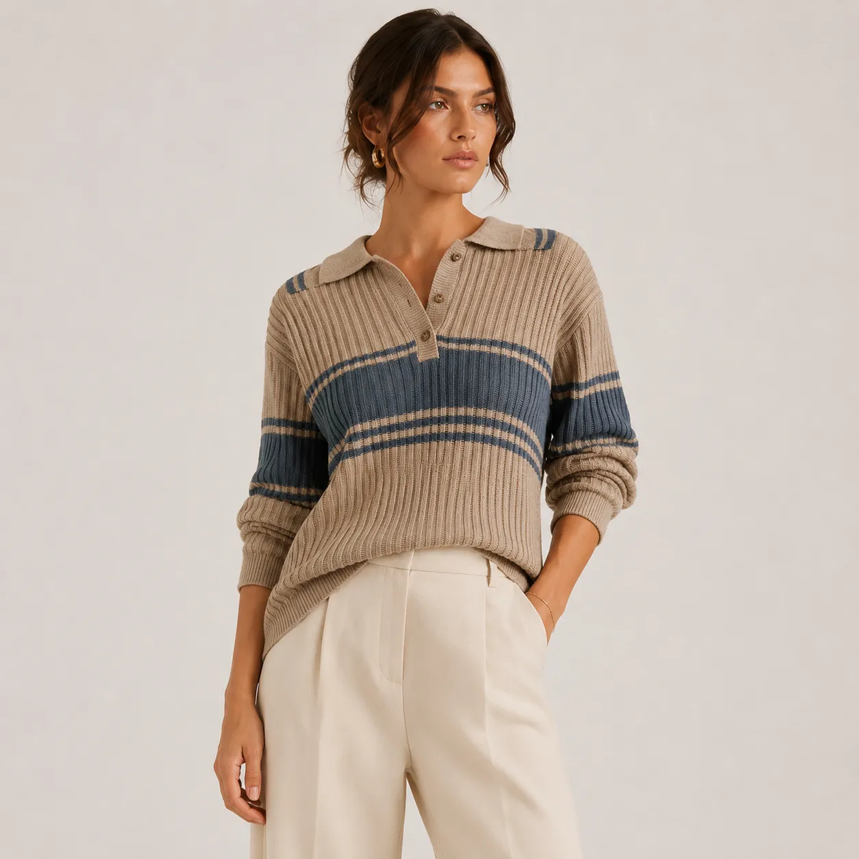 Striped Knit Polo